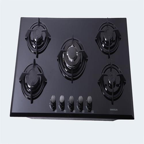 اجاق گاز صفحه شیشه ای 5شعله پلوپز وسط، چربی گیر گرد لعاب دار امرسان