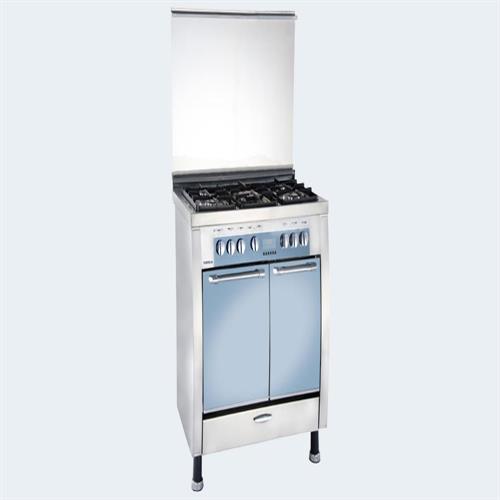 اجاق گاز 5 شعله ، دارای قاب کلید ، شیشه خورد ، دو فر تمام استیل محدب ، تایمر دیجیتال